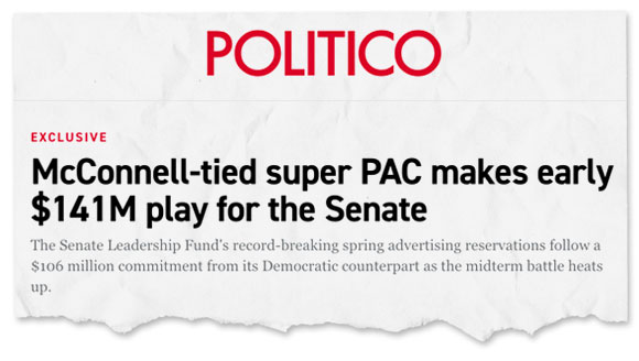 McConnell-tied super PAC makes early $141M play for the Senate